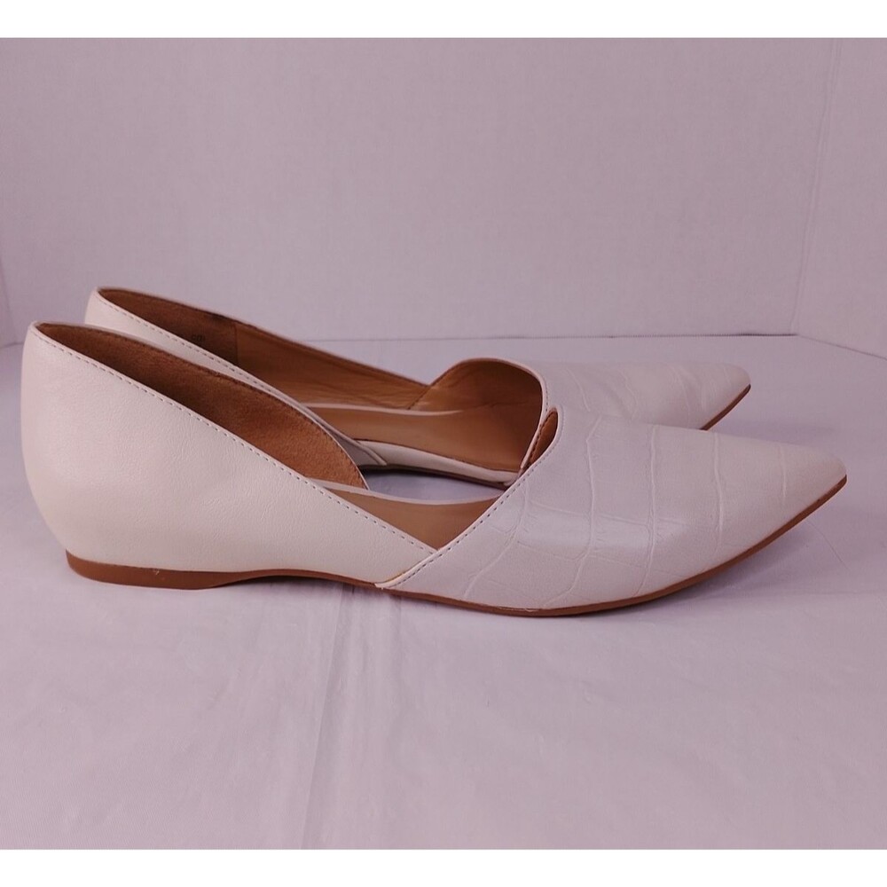 Naturalizer Tamara Womens Flats Size 6 Ivory Croc Leather Pointed Toe Slip On - Picture 4 of 7